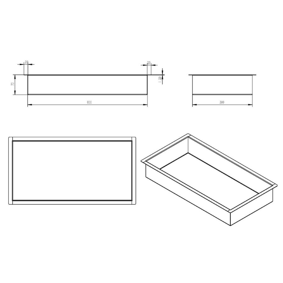 Inbouwnis Boss & Wessing Elegance 30x60x7 cm Mat Zwart