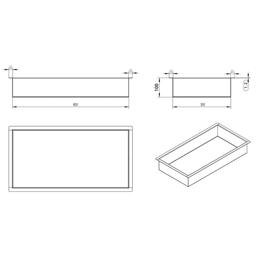 Inbouwnis Boss & Wessing Elegance 30x60x10 cm Mat Zwart