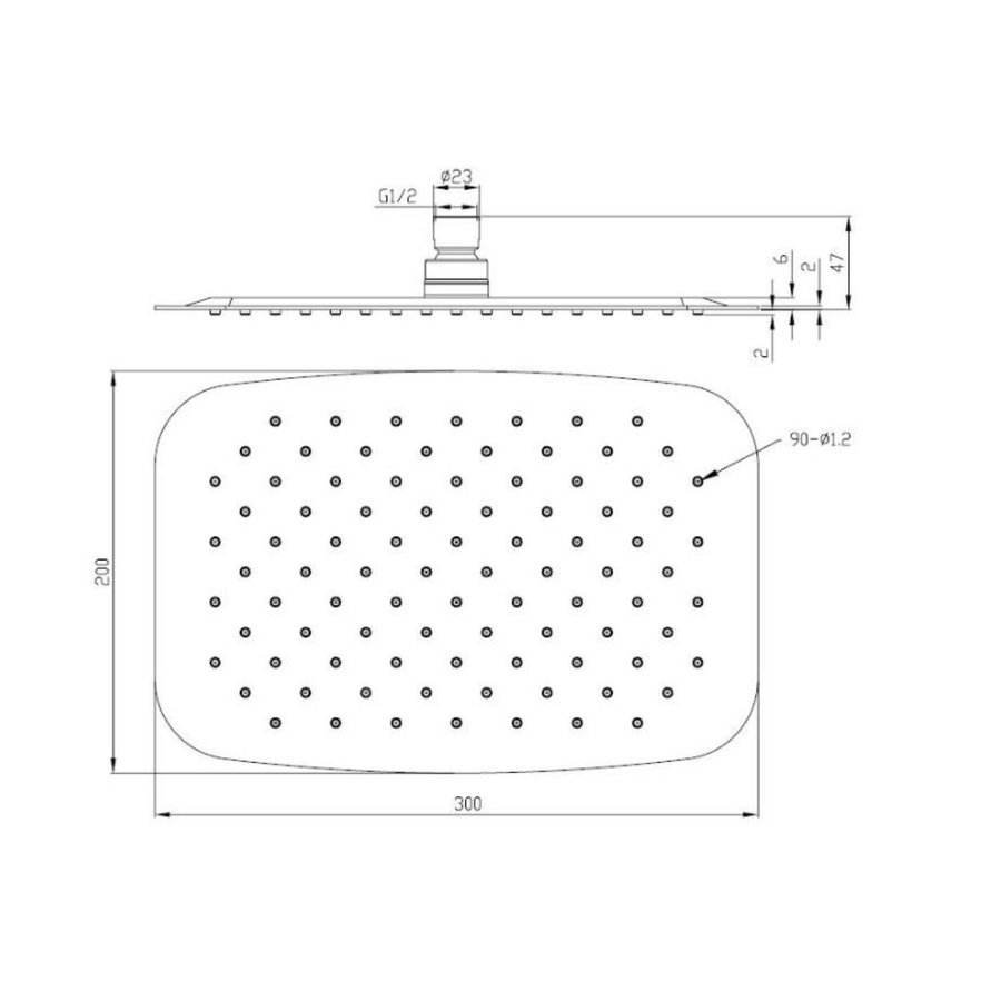 Hoofddouche Boss & Wessing Ultra Ovaal 30x30x2 cm Chroom