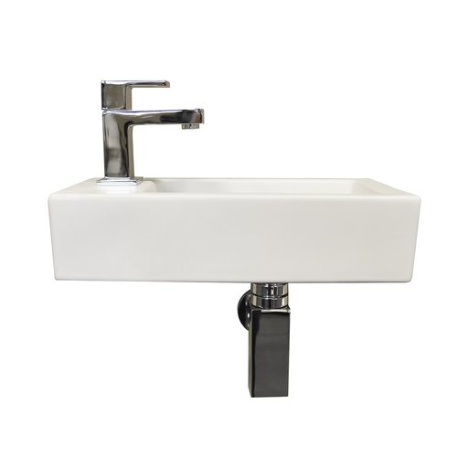 Fontein Boss & Wessing Rinka 36,5x18x9 cm Kraangat Links Mat Wit 