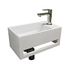 Fontein Boss & Wessing Solid Surface met Handdoekrek Mat Wit (kraangat rechts)