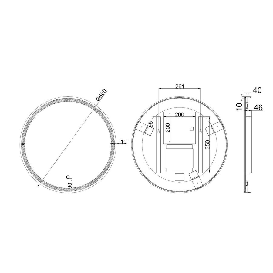 Badkamerspiegel Boss & Wessing Oram 60 cm LED Verlichting Mat Zwart