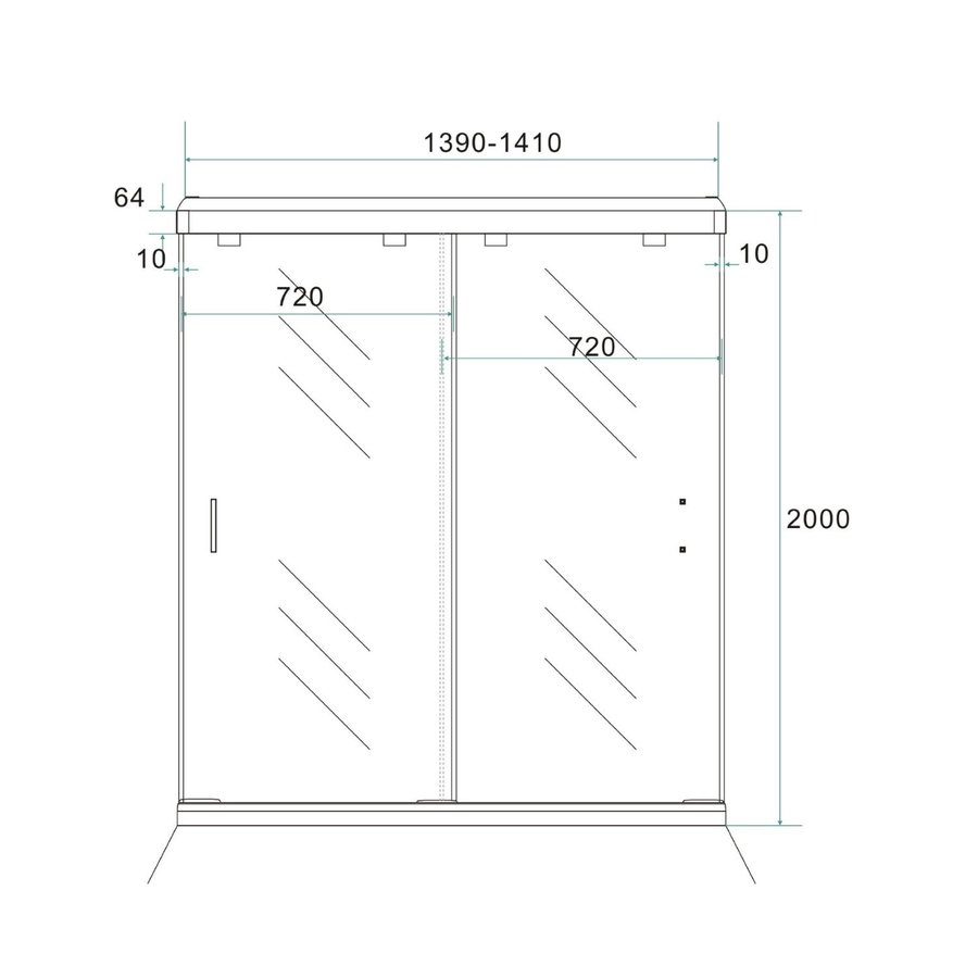 BWS Nisdeur Dubbele Schuifdeur 2-Delig 140x200 cm 8 mm NANO Coating