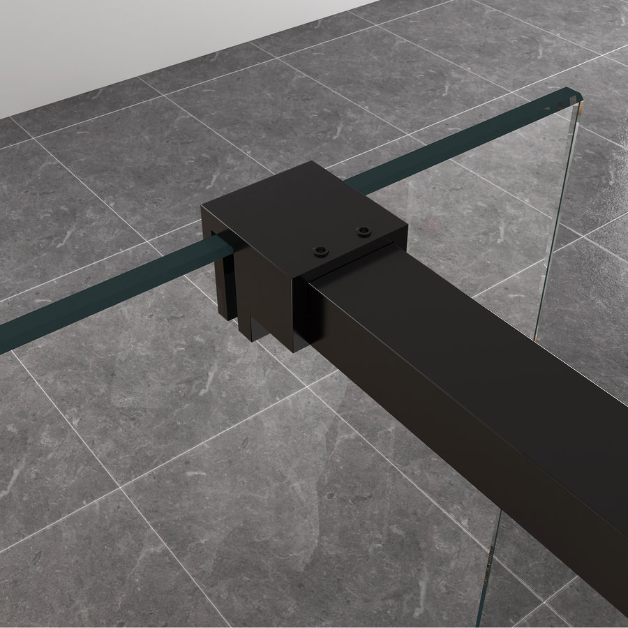 BWS Inloopdouche Met Zwart Muurprofiel 100x200cm Safety Glass En Nano Glas 10mm