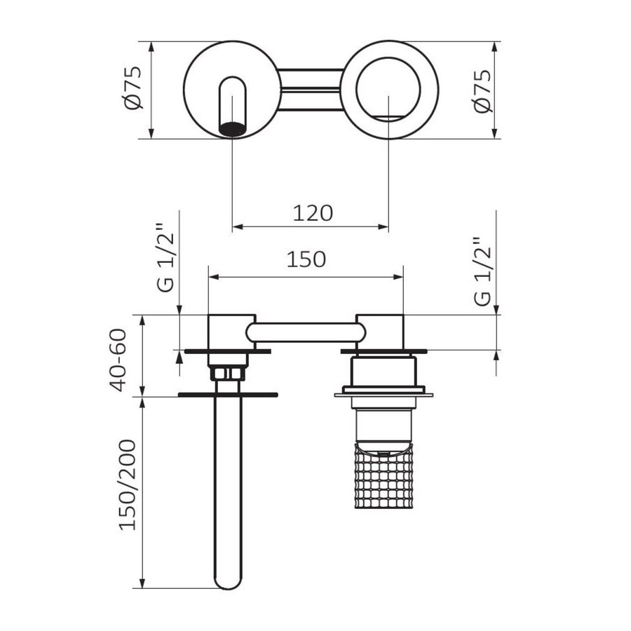 Inbouw Wastafelkraan GRB Aura Mengkraan 20 cm Messing Goud