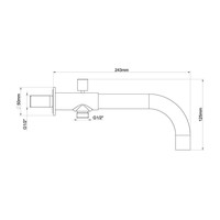 Inbouw Baduitloop Wiesbaden Met Omstel 24 cm 1/2 Mat Zwart