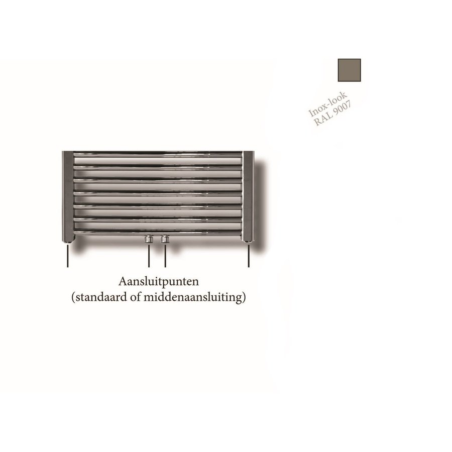 Designradiator Sanicare RVS Look Inclusief Ophanging Midden Aansluiting Recht 160x45 cm
