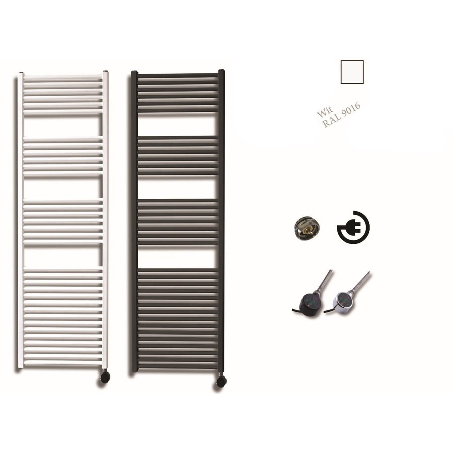 Elektrische Design Radiator Sanicare Plug En Play 172 x 45 cm Wit Thermostaat Zwart 920 Watt