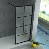 Douchewand BWS Black Nuance 140x200 cm Veiligheidsglas 8 mm Mat Zwart Raster