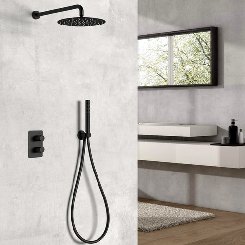 Inbouw Regendouche Set Sanimex Design Giulini Thermostatisch met Inbouwdeel Mat Zwart 