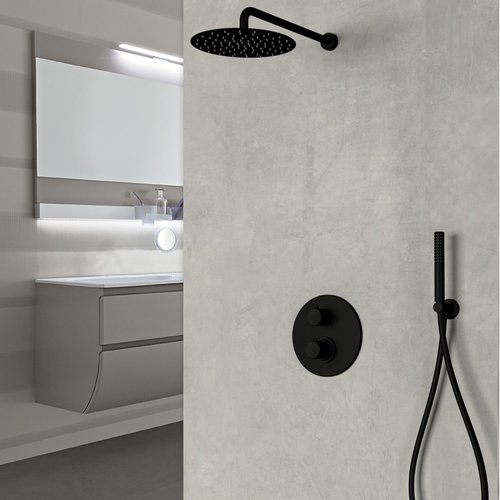 Inbouw Regendouche Set Sanimex Design Giulini met Inbouwdeel Thermostatisch Mat Zwart 