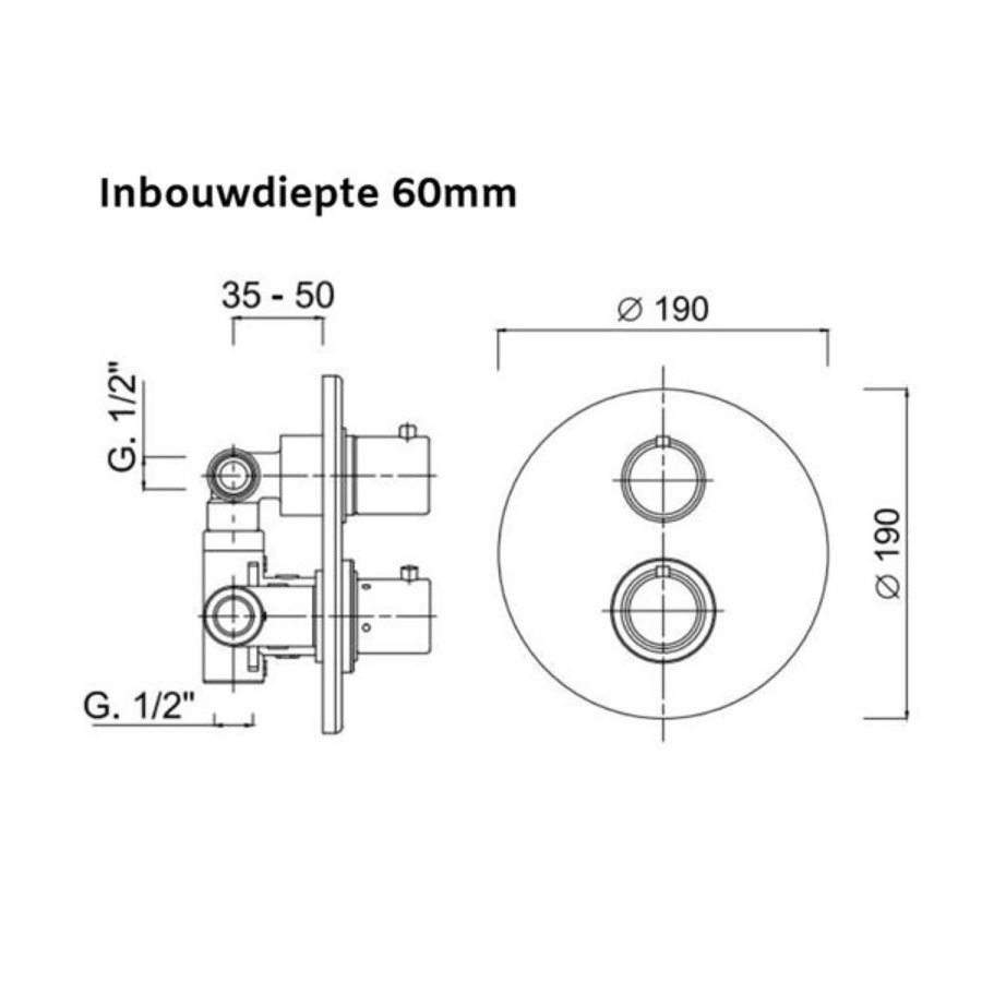 Inbouw Regendouche Set Sanimex Design Giulini met Inbouwdeel Thermostatisch Mat Zwart