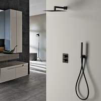 Inbouw Regendouche Set Sanimex Design Giulini Thermostatisch Vierkante Hoofddouche Mat Zwart