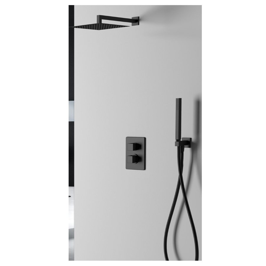 Inbouw Regendouche Set Sanimex Design Giulini Vierkante Hoofddouche en Handdoucheset Mat Zwart