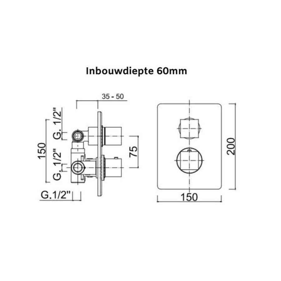 Inbouw Regendouche Set Sanimex Design Giulini Vierkante Hoofddouche en Handdoucheset Mat Zwart