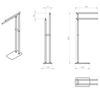 Handdoekhouder Sapho Florida Vrijstaand 89.9 cm Mat Zwart