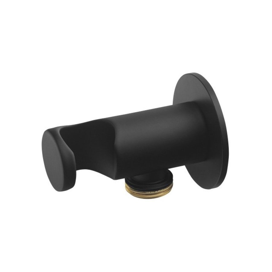 Opsteek Handdouchehouder Sapho met Wateruitlaat Rond Mat Zwart