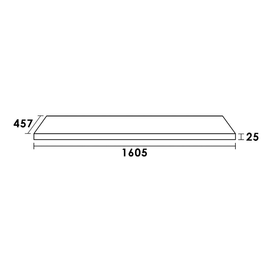 Wastafelblad Beton 160.5x45.7x2.5 cm Beton Grijs