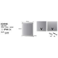 Badkamerspiegel Allibert Kruz LED Verlichting 28 W Vierkant 80x80x3 cm