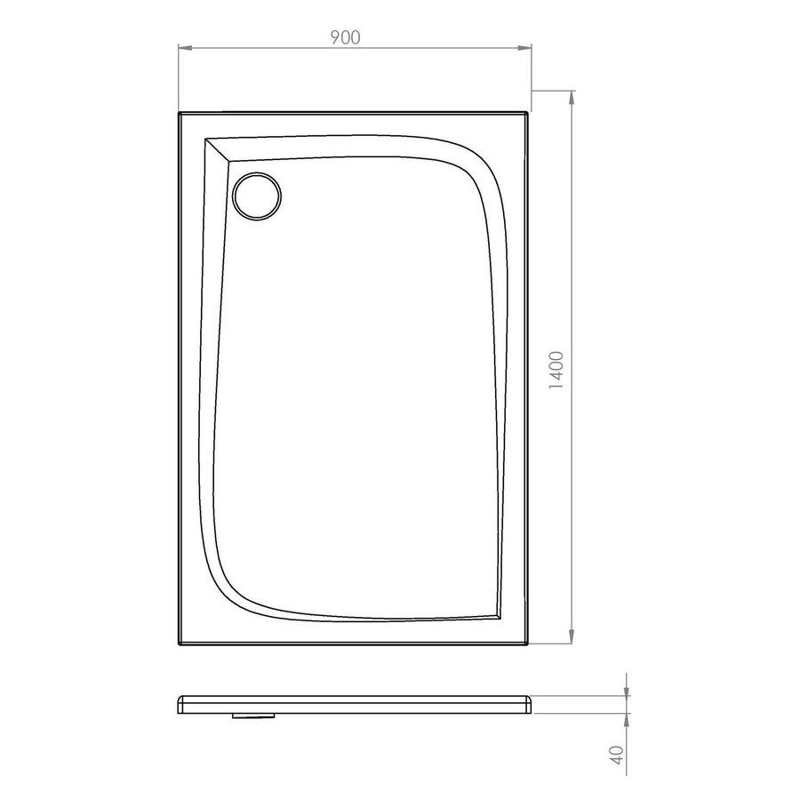 Douchebak Allibert Mooneo Rechthoek Inbouw Bioplax 140x90 cm Grijs