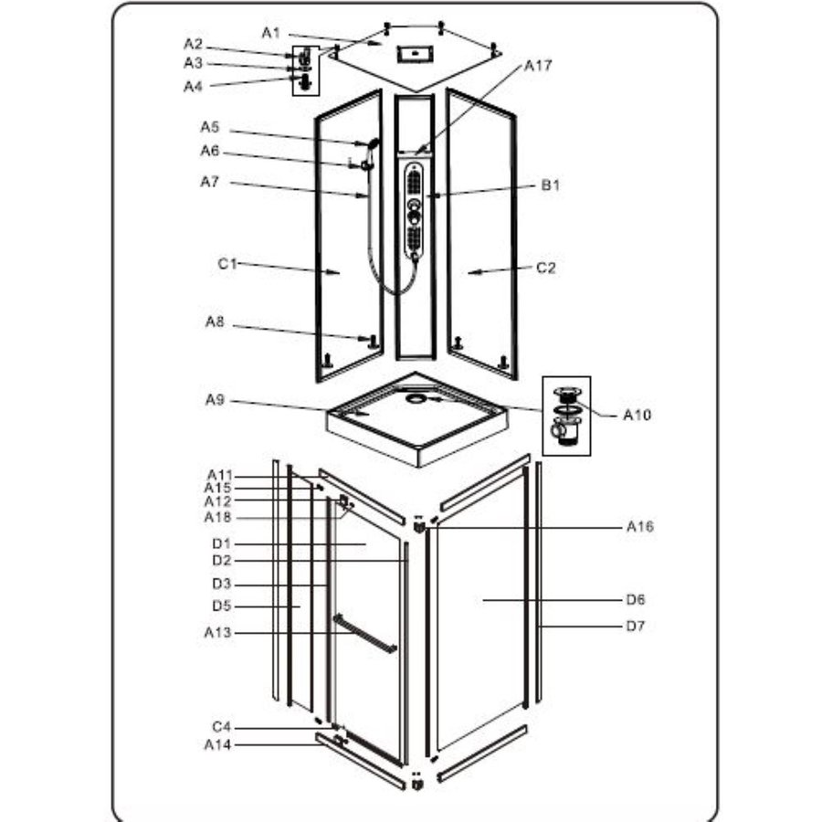 Douchecabine Allibert La Paz Vierkant Inclusief Douchekop En Handdouche Zwaaideur 90x90 cm