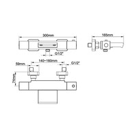 Badkraan Wiesbaden Rombo Waterval Thermostatisch Vierkant RVS