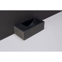 Fontein Forzalaqua Venetia XS Graniet Gezoet Gebrand Met Kraangat Links 29x16x10 cm