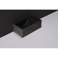 Fontein Forzalaqua Venetia XS Graniet Gezoet Gebrand Met Kraangat Rechts 29x16x10 cm