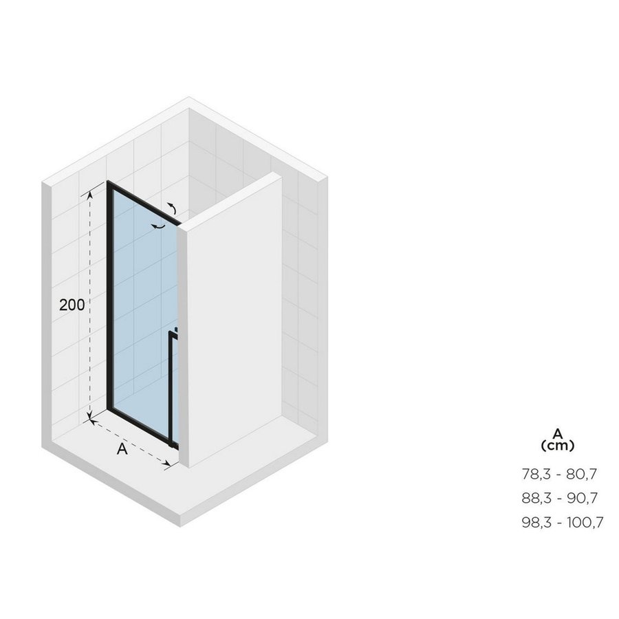 Nisdeur Riho Lucid GD101 Omkeerbaar Verstelbaar Aluminium 200x100 cm Mat Zwart