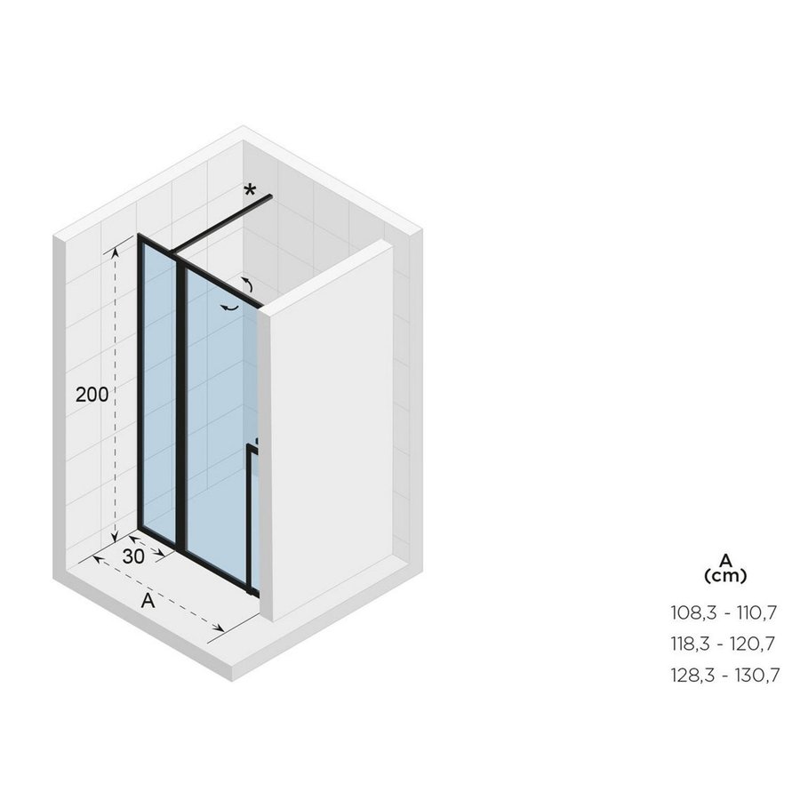 Nisdeur Riho Lucid XL GD104 Omkeerbaar Verstelbaar Aluminium 200x110 cm Mat Zwart