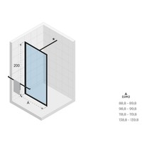 Inloopdouche Riho Lucid GD400 Omkeerbaar Verstelbaar Aluminium 200x100 cm Mat Zwart