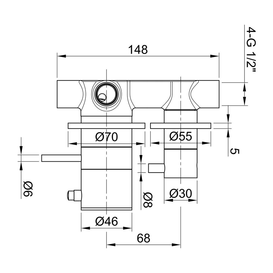 Douchekraan Sanimex Bellezza Bagno Inbouwthermostaat Afbouwdeel 2-weg Geborsteld RVS (incl. inbouwdeel)