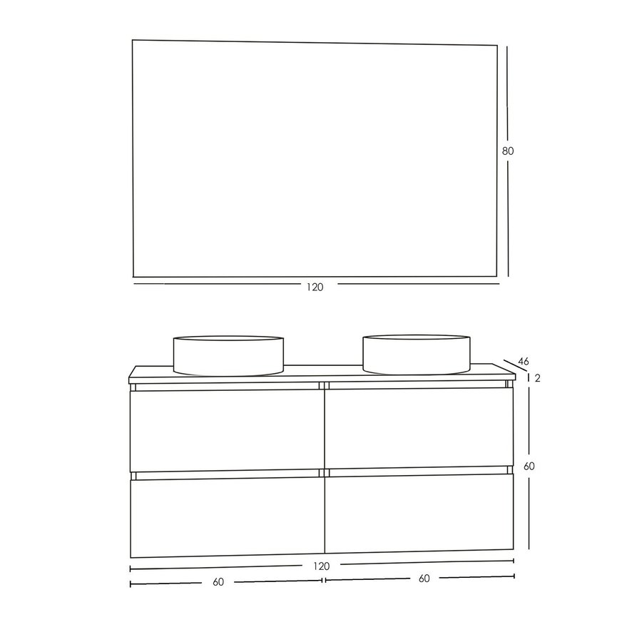 Onderkast Boss & Wessing Badkamermeubel 120 cm Met Wastafelblad Nato