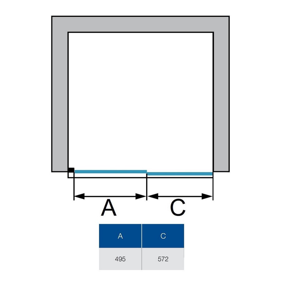 Nisdeur Sealskin SOHO Schuifdeur 120x210 cm 8 mm Helderglas (Rechts schuivend)