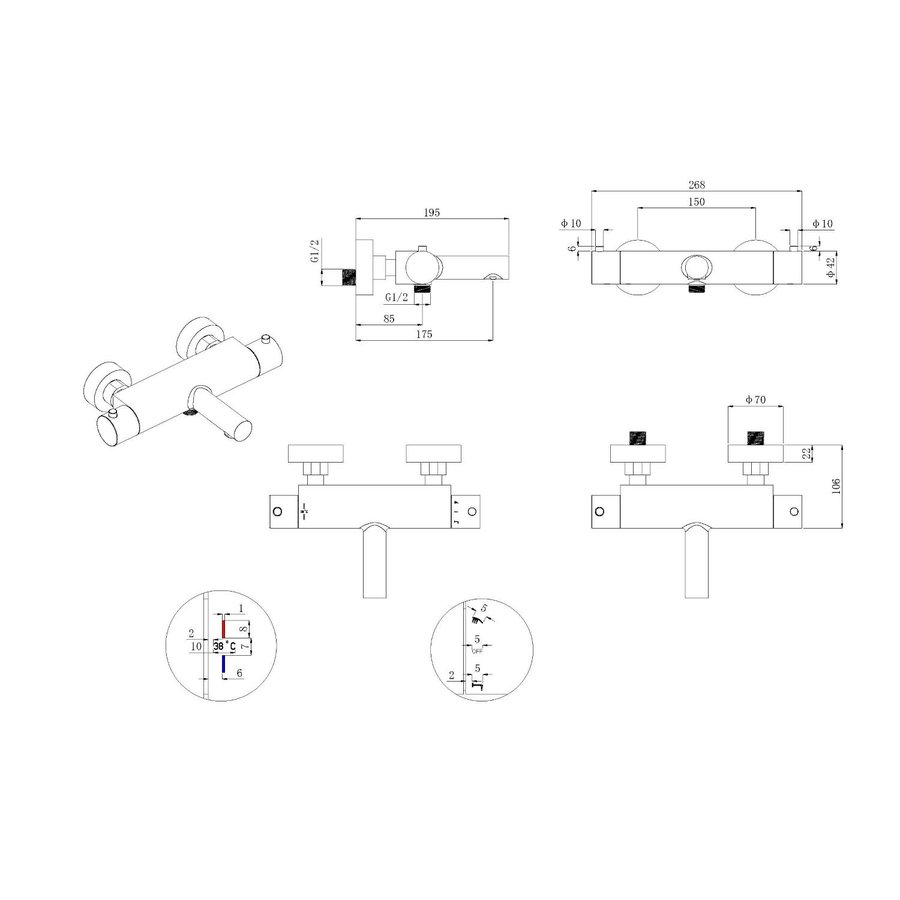 Thermostatisch Badmengkraan Boss & Wessing Met Cool Touch RVS