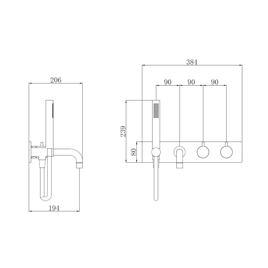 Badkraan Boss & Wessing Exclusive Thermostaat Inbouw 2-knops Geborsteld Koper