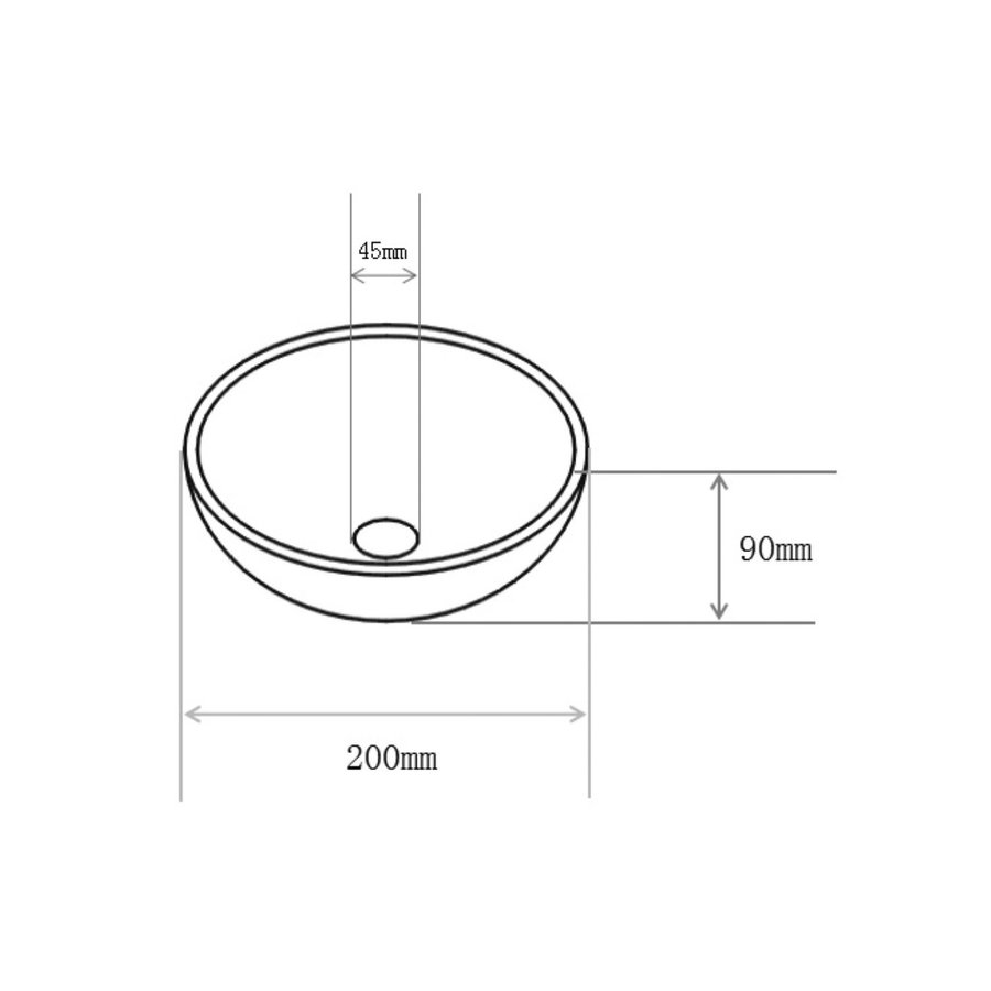 Waskom Boss & Wessing Opbouw Rond Keramiek 20x9cm Mat Zwart