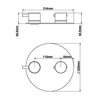 BWS Afbouwdeel Cemal Douche Thermostaat 2-Weg Rond Gunmetal