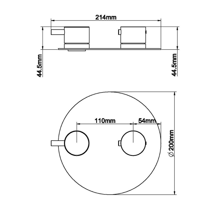 BWS Afbouwdeel Cemal Douche Thermostaat 2-Weg Rond Geborsteld Messing Goud