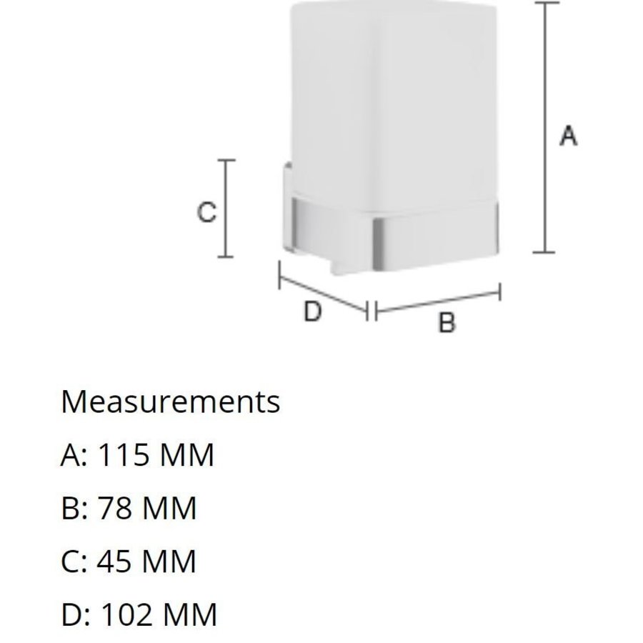 Zeepdispenser Smedbo Ice met Houder Mat Glas 7.8x10.2x11.5 cm Chroom