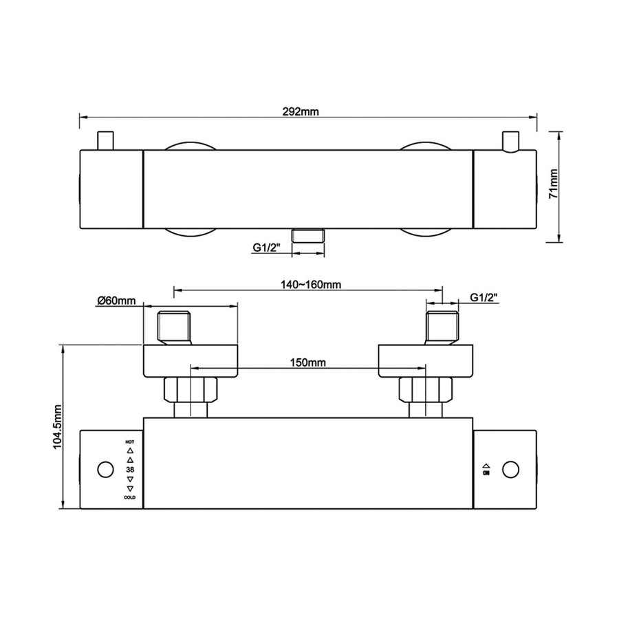 Douchethermostaat BWS Opbouw Cool Touch Gunmetal