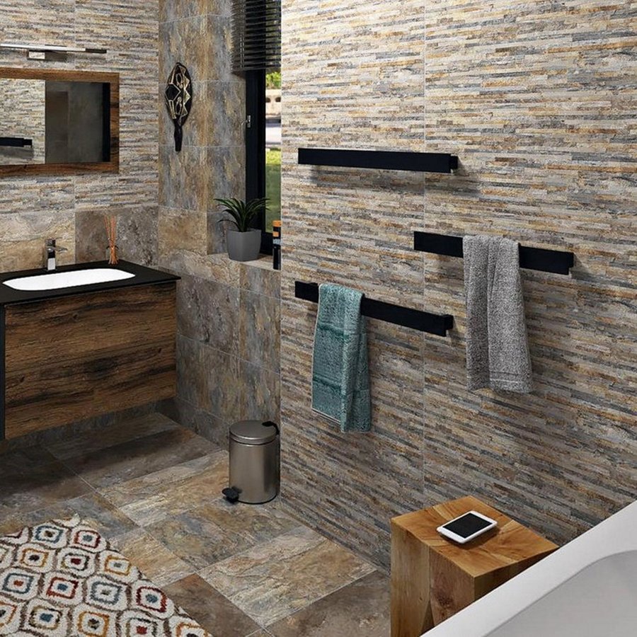 Handdoekhouder Sapho Patron 45x6 cm Mat Zwart