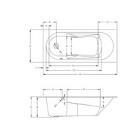 Ligbad Riho Lazy 170x75 cm Bedieningsknop Links Wit Glanzend