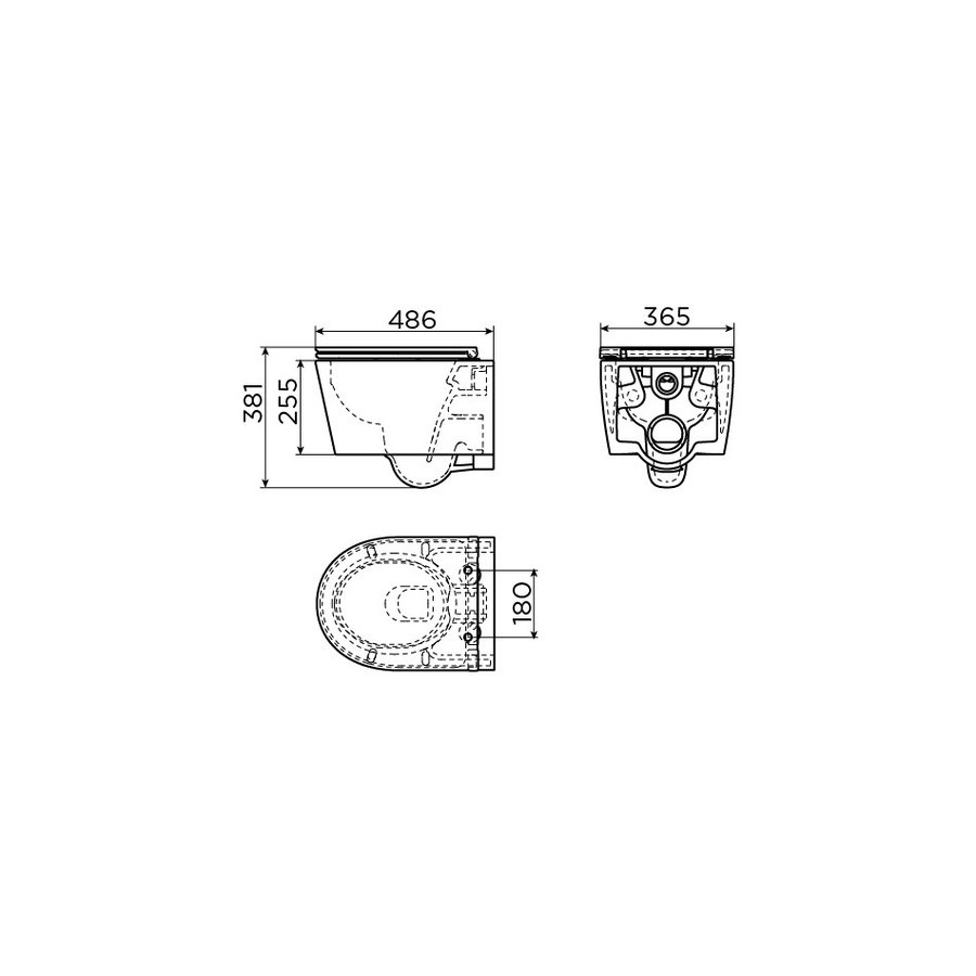 Clou InBe 1 Wandtoilet 48cm Incl Zitting Met Deksel Soft Closing En Quick Release Systeem Glanzend Wit Keramiek 36.5x48x38.1cm