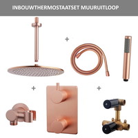 Thermostatisch Inbouwdoucheset Aqua Splash Plafonduitloop Rond 30 cm Geborsteld Koper