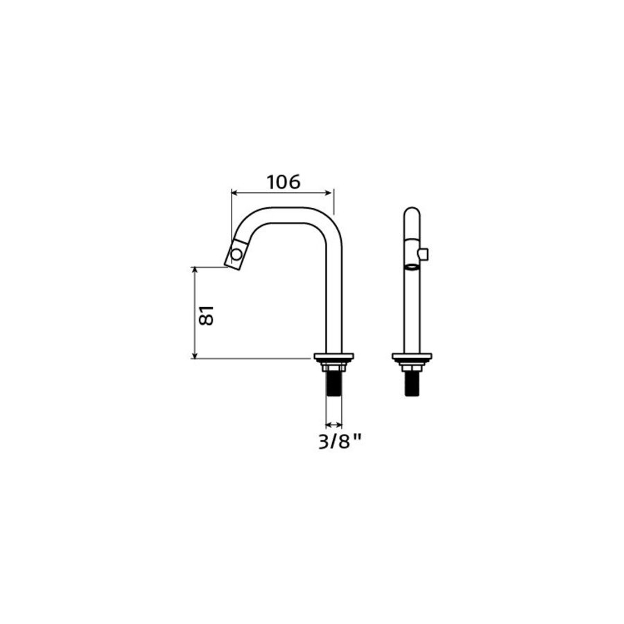 Clou Kaldur Fonteinkraan Met Korte Uitloop Rechts Zwart Mat 15.9x4.5x10.6cm