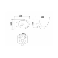 Wandcloset Wiesbaden Metro 56x34x36 cm Zonder Zitting Diepspoel Wit