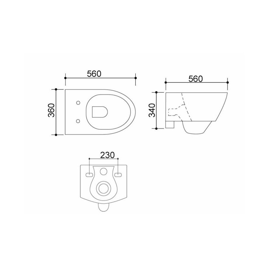 Wandcloset Wiesbaden Metro 56x34x36 cm Zonder Zitting Diepspoel Wit