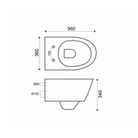 Wandcloset Wiesbaden Metro 56x34x36 cm Zonder Zitting Diepspoel Wit