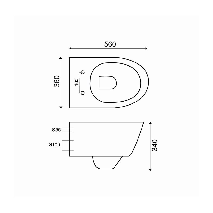 Wandcloset Wiesbaden Metro 56x34x36 cm Zonder Zitting Diepspoel Wit